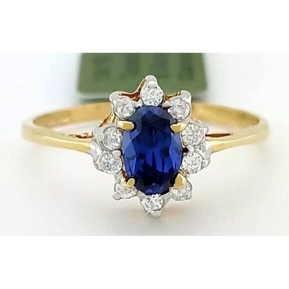 AAA Tanzanite 0.68 Cts & Genuine Diamond Ring 10k Solid Gold